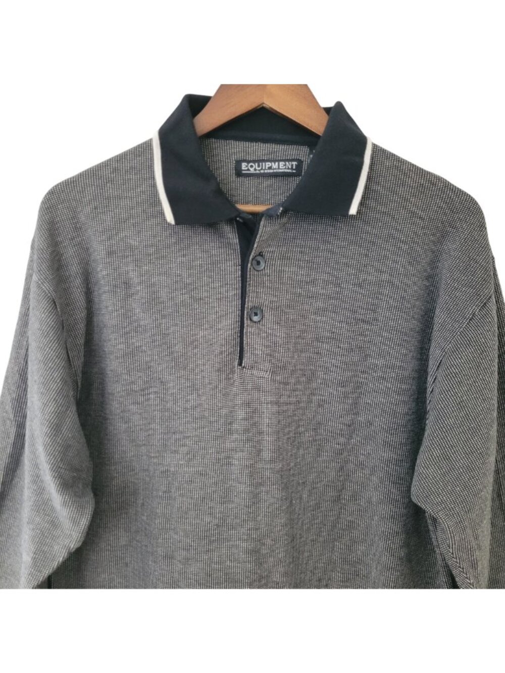 Equipment By HG Design International Long Sleeve Polo Shirt Mens Size L Cotton - Picture 3 of 6